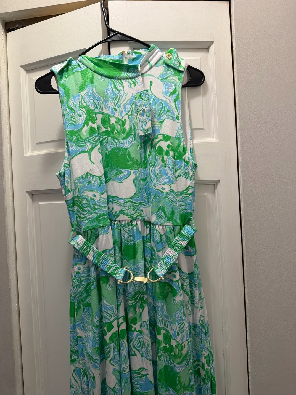 NWT LILLY PULITZER COLMAN MIDI DRESS SIZE 8 CAPRI BLUE GALLOPING GALS - Picture 2 of 12